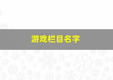 游戏栏目名字