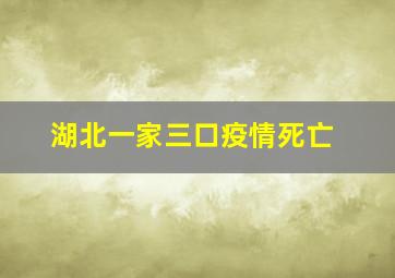 湖北一家三口疫情死亡