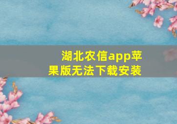 湖北农信app苹果版无法下载安装