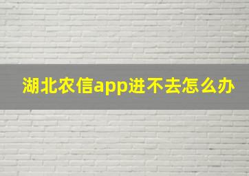 湖北农信app进不去怎么办