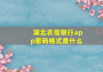 湖北农信银行app密码格式是什么