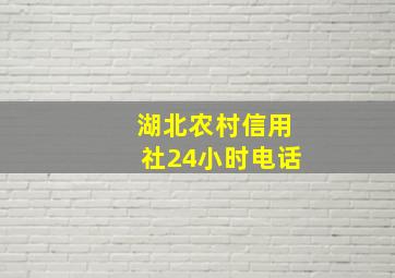 湖北农村信用社24小时电话