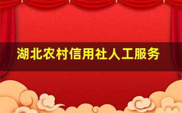 湖北农村信用社人工服务