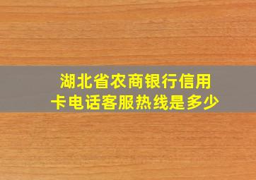 湖北省农商银行信用卡电话客服热线是多少