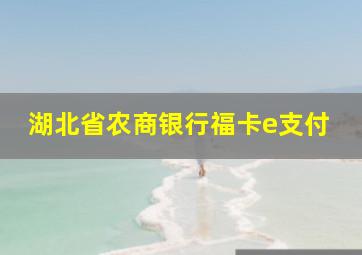 湖北省农商银行福卡e支付