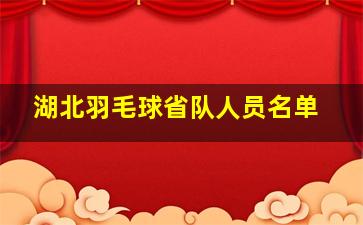 湖北羽毛球省队人员名单