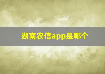 湖南农信app是哪个