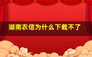 湖南农信为什么下载不了