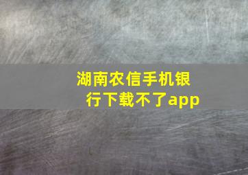 湖南农信手机银行下载不了app