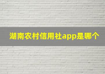 湖南农村信用社app是哪个