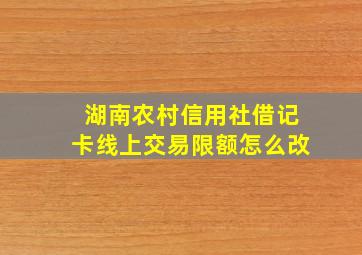 湖南农村信用社借记卡线上交易限额怎么改