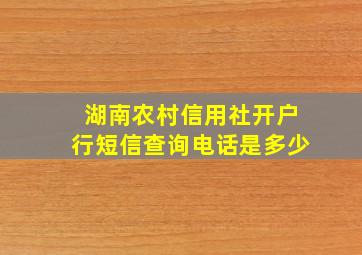 湖南农村信用社开户行短信查询电话是多少