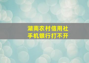 湖南农村信用社手机银行打不开