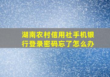 湖南农村信用社手机银行登录密码忘了怎么办