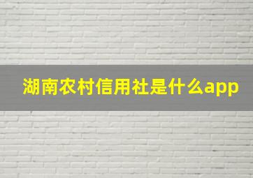 湖南农村信用社是什么app