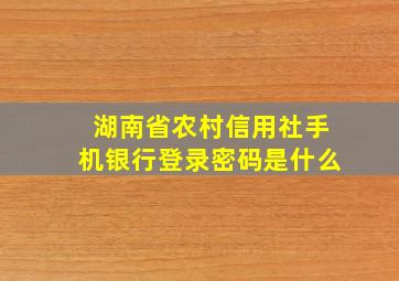 湖南省农村信用社手机银行登录密码是什么