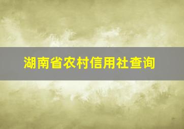 湖南省农村信用社查询