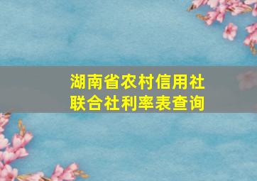 湖南省农村信用社联合社利率表查询