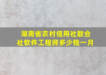 湖南省农村信用社联合社软件工程师多少钱一月