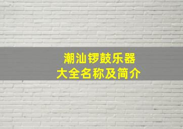 潮汕锣鼓乐器大全名称及简介