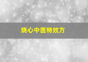 烧心中医特效方