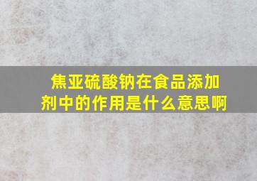 焦亚硫酸钠在食品添加剂中的作用是什么意思啊