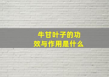 牛甘叶子的功效与作用是什么