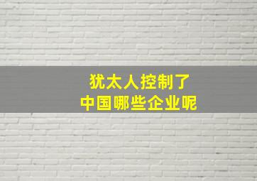 犹太人控制了中国哪些企业呢