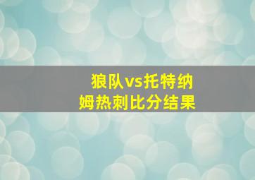 狼队vs托特纳姆热刺比分结果