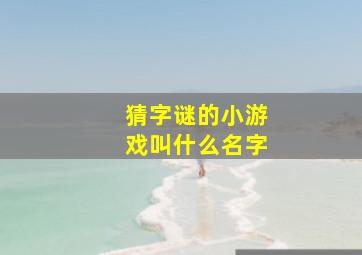 猜字谜的小游戏叫什么名字