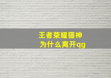 王者荣耀猫神为什么离开qg