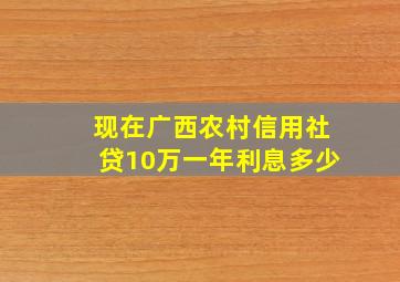 现在广西农村信用社贷10万一年利息多少