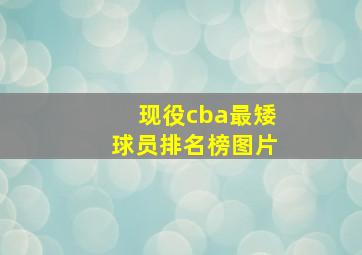 现役cba最矮球员排名榜图片