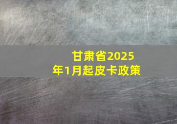 甘肃省2025年1月起皮卡政策