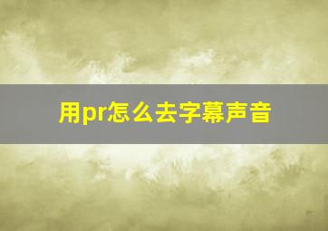 用pr怎么去字幕声音