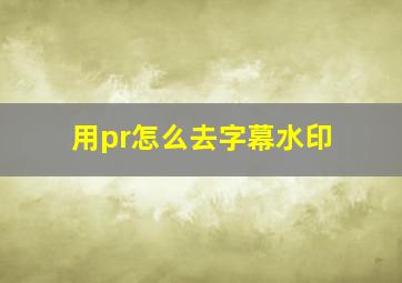 用pr怎么去字幕水印