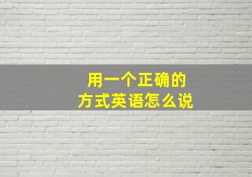 用一个正确的方式英语怎么说