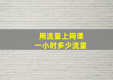 用流量上网课一小时多少流量