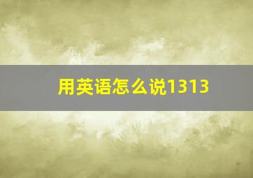 用英语怎么说1313