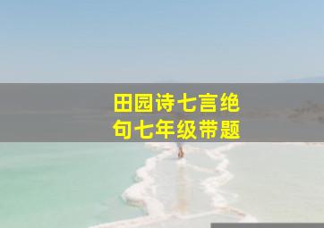 田园诗七言绝句七年级带题