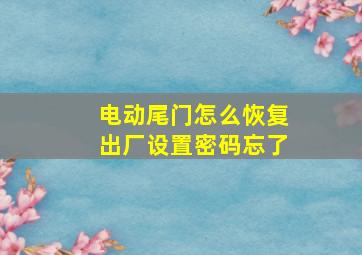 电动尾门怎么恢复出厂设置密码忘了