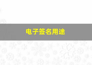 电子签名用途