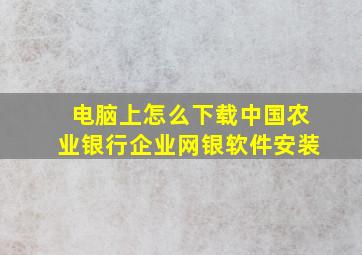 电脑上怎么下载中国农业银行企业网银软件安装