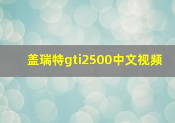 盖瑞特gti2500中文视频