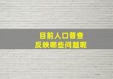 目前人口普查反映哪些问题呢