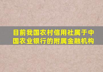 目前我国农村信用社属于中国农业银行的附属金融机构