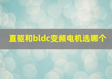 直驱和bldc变频电机选哪个