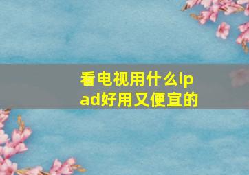 看电视用什么ipad好用又便宜的