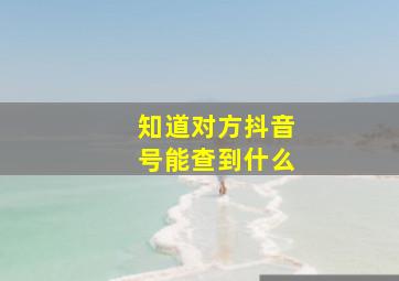 知道对方抖音号能查到什么