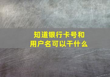 知道银行卡号和用户名可以干什么